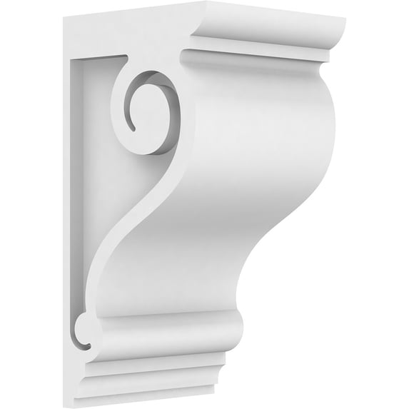 3"W x 4"D x 8"H Standard Scroll Architectural Grade PVC Corbel