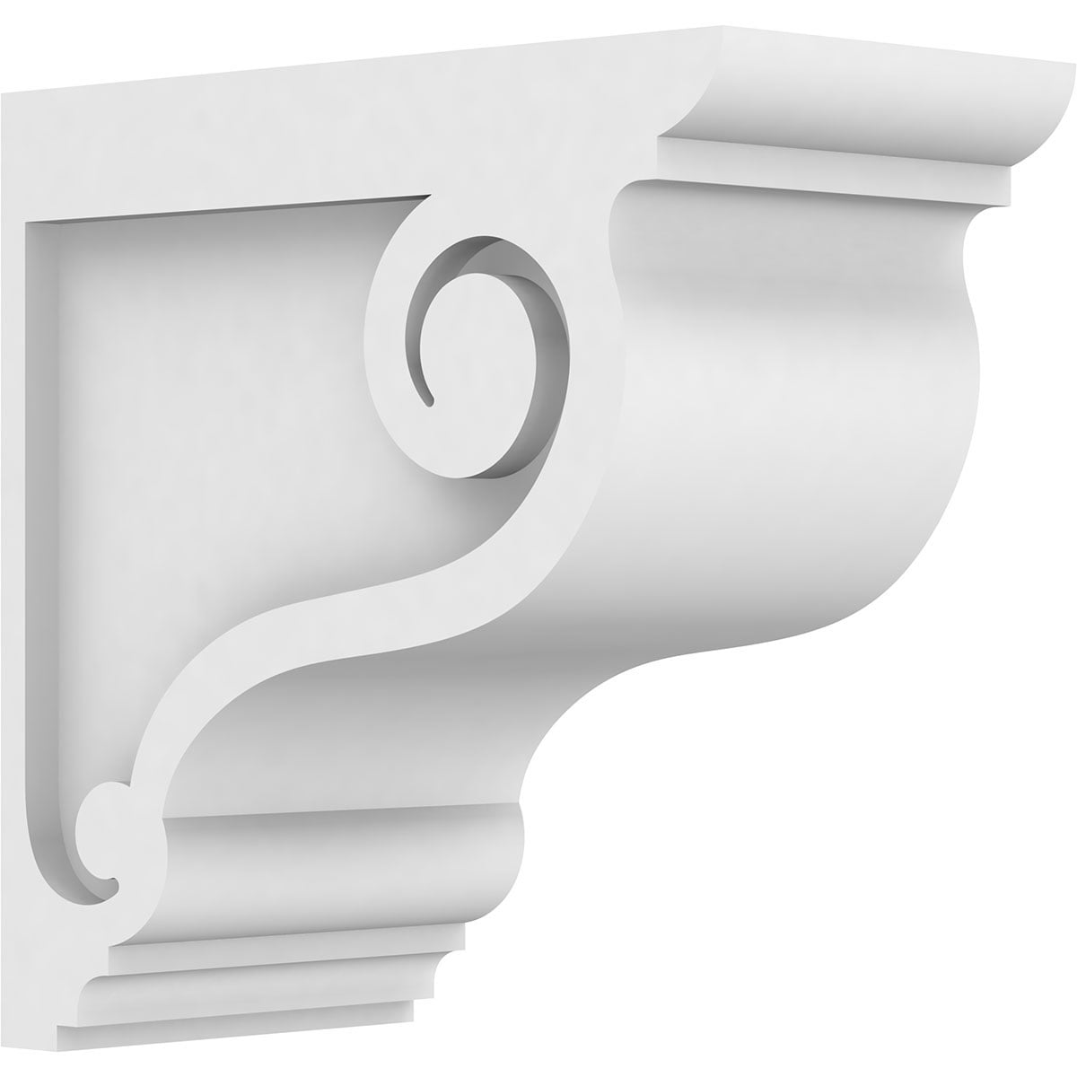 3"W x 8"D x 8"H Standard Scroll Architectural Grade PVC Corbel