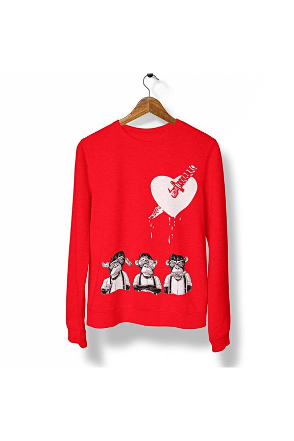 3 WISE MONKEYS Graphic Crewneck Sweatshirt
