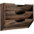 thumbnail image 1 of 3 Wall Wood File Organizer Hanging File Organizer for Office Rustic Paper Mail Organizer Mounted Storage Rack for Home Documents Magazine Literature Folders Brown, 1 of 7