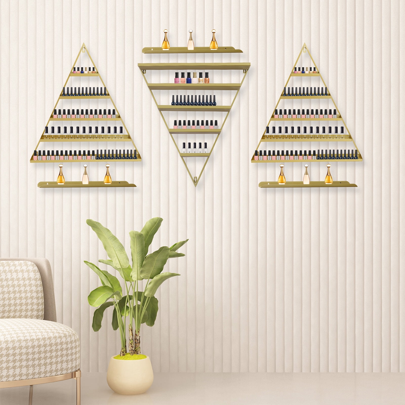 3*Wall-mounted Display Racks 5 Tiers Metal Nail Polish Display Rack ...