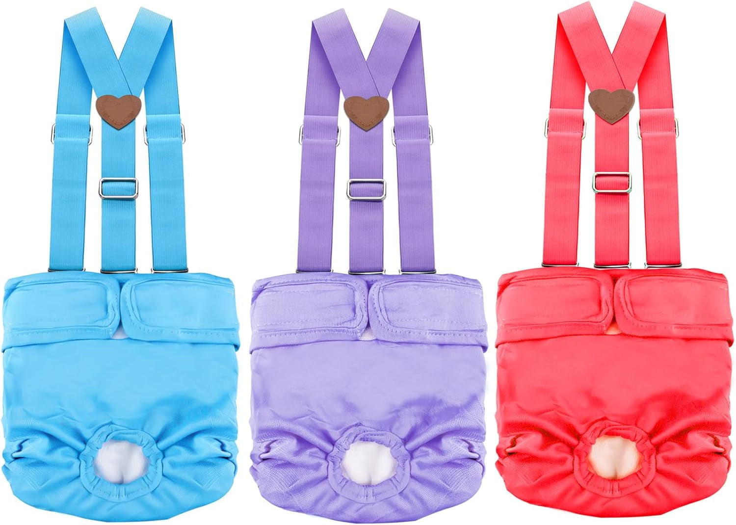 3  Washable Female  Diaper with Suspender, Fixed Doggie Diapers  Absorbent Leakproof for  in Heat Cycle - XL