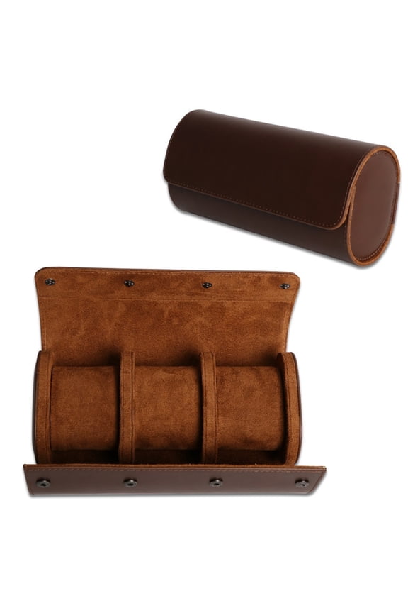 3 Watch Roll Travel Case - Handmade Leather Watch Rolls Box for Man - Travel Watch Roll to Protection - Watch Roll Organizer to Home Secure Storage (oniy box)