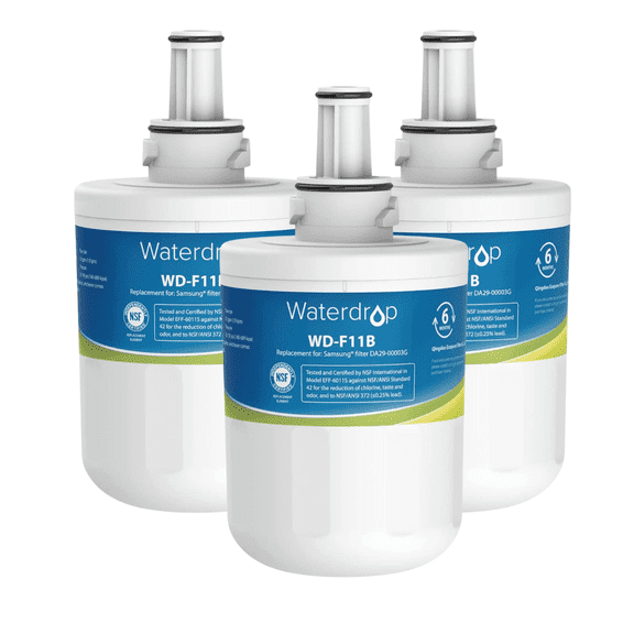 (3) Waterdrop DA29-00003G Refrigerator Water Filter, Replacement for Samsung DA29-00003G, DA29-00003B, DA29-00003A, Aqua-Pure Plus, HAFCU1, RFG237AARS, FMS-1, RS22HDHPNSR, RSG257AARS, WSS-1