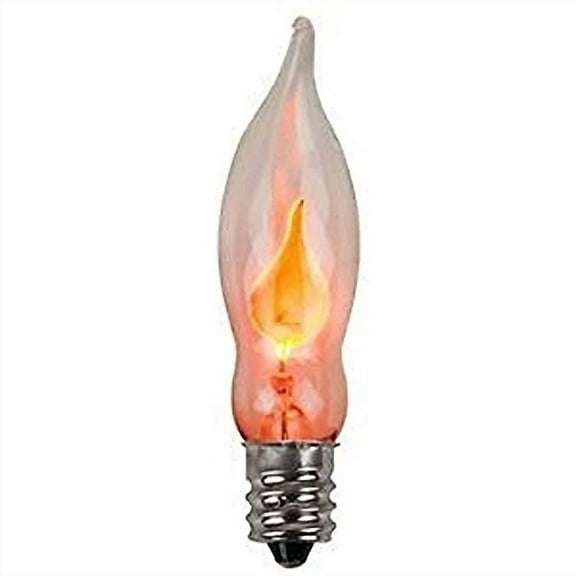 3 Watt Flicker Light Bulb 2.25" Clear Glass Flame Tip Candelabra Base