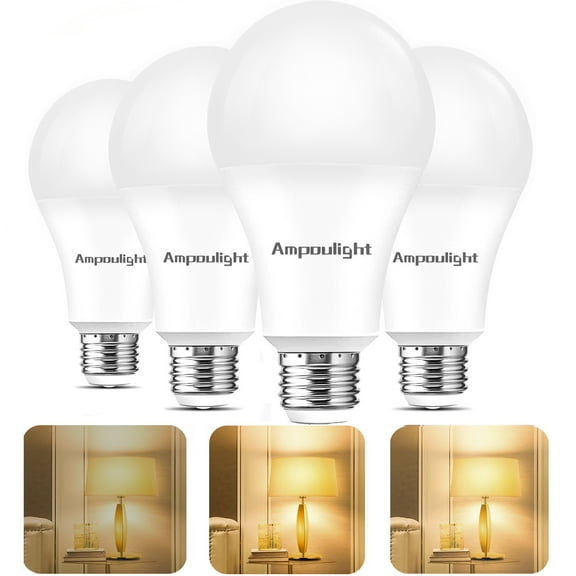 3 Way A21 LED Light Bulbs LED Light Bulbs 50 100 150W Equivalent,E26 Medium Base 4000K Natural White and 500-1600-2200LM High Lumens LED Bulb for Desk Lamps, Floor Lamps, Table Lamps, Dimmable,4Pack