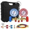 thumbnail image 1 of 3 Way AC Gauges Set, AC Manifold Gauge Set for R134a R12 R22 R502 Refrigerant with 3FT Flameproof Hoses & Adapter, Puncturing Can Tap Tools kit, 1 of 8
