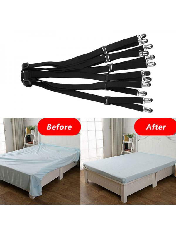Adjustable Elastic Bed Sheet Clips Grippers Set Mattress Strapsit Bedding  Linen Fasteners Way Sides Suspenders Sheet
