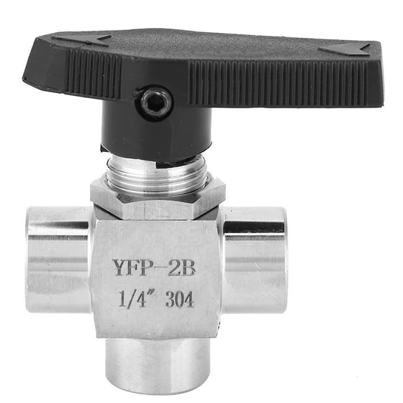 3-Way BSPP Female Thread Stainless Steel Manual Ball Valve for Water Pipe Flow Control, High Pressure 1/4 inch / 0.635 cm
