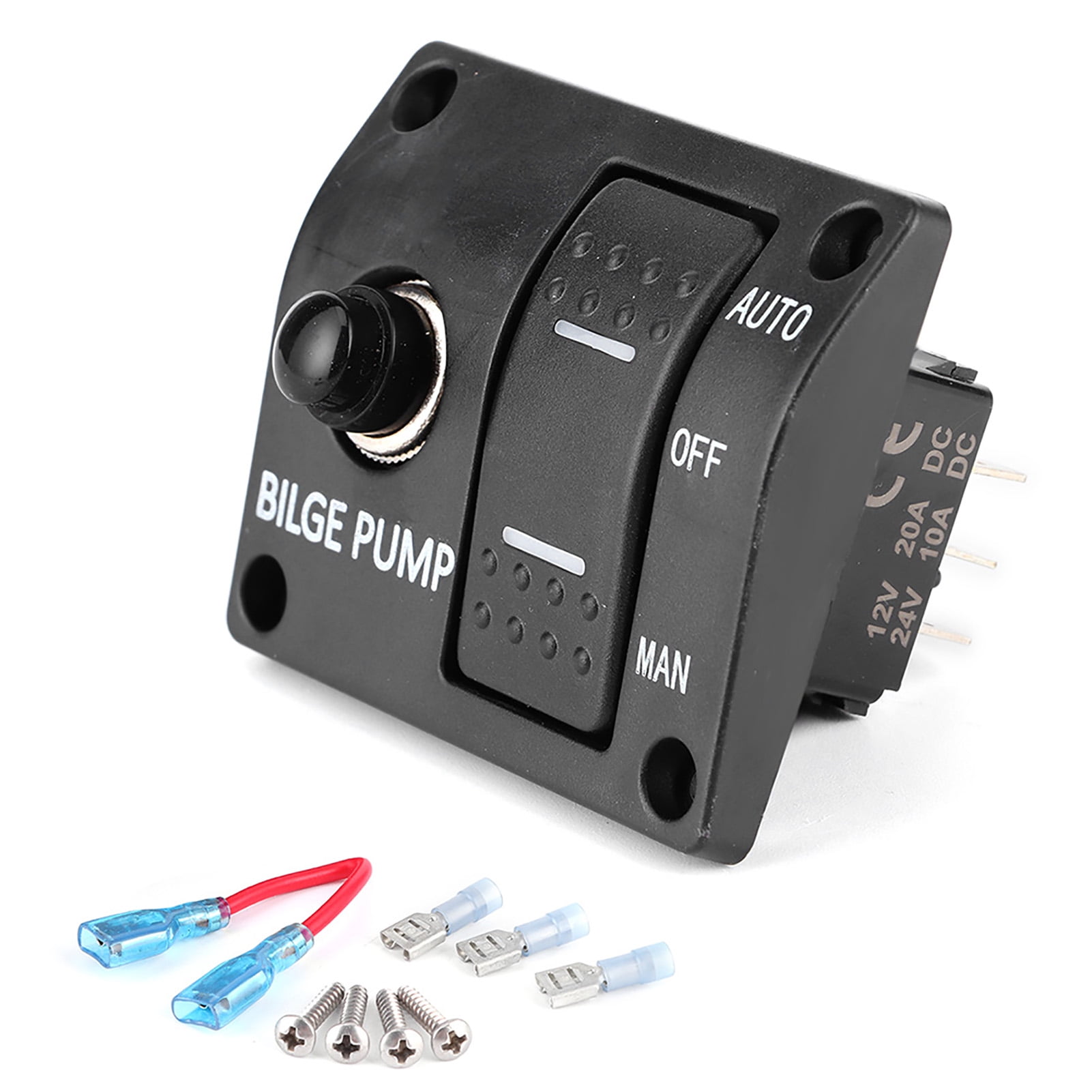 3 Way Bilge Pump Switch Panel Auto Off Manual 12V 24V with LED