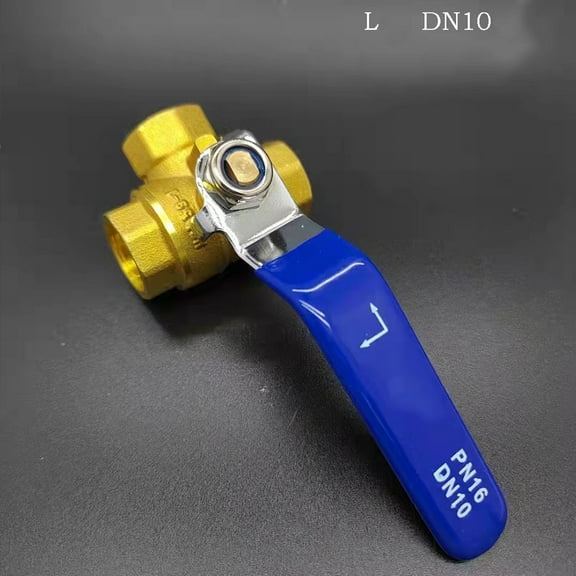 3-Way Brass Ball Valve, L/T Bore Design for Water, Oil, Gas Control, Durable Construction, Easy Operation