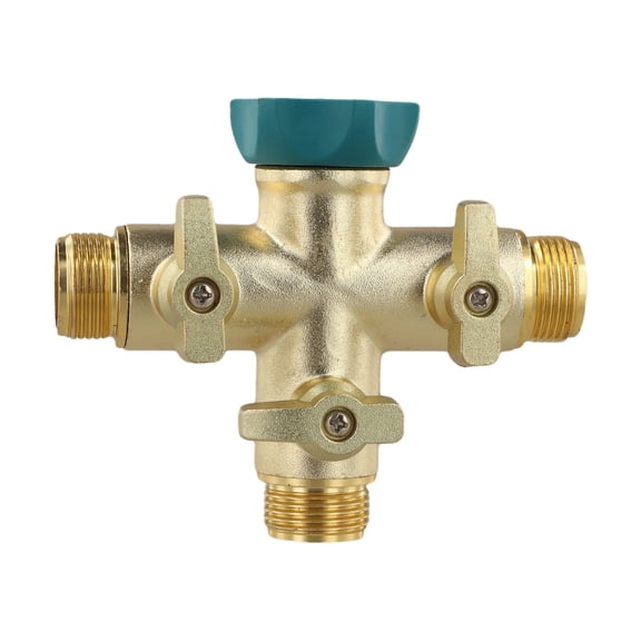 3-Way Brass Garden Hose Divider with Full-Flow Control Valves for Standard 3/4 Inch Threaded Faucets and Hoses (G3/4)