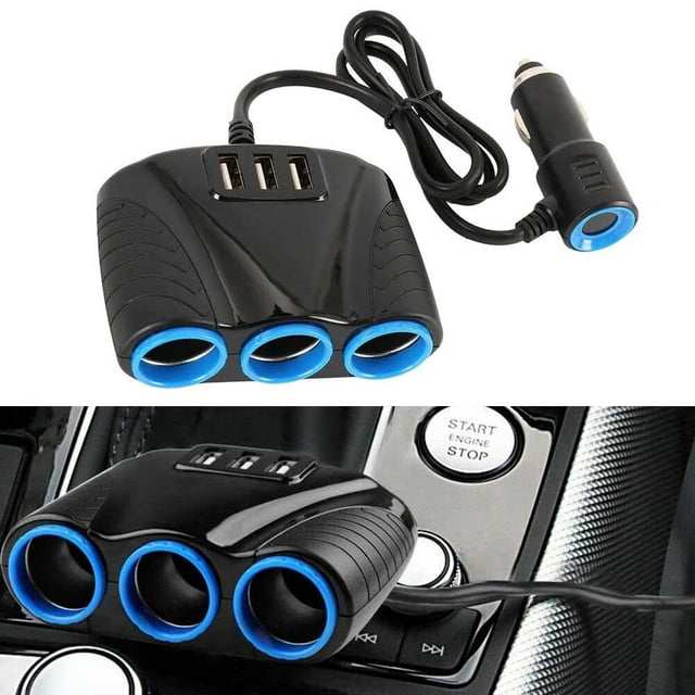 3 Way Car USB charger Lighter Splitter 12V Socket USB Plug Multi