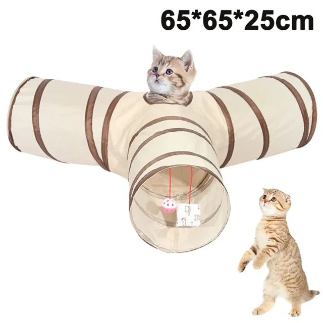 3Way Cat Tunnel, Y Shape Cat Tunnel Rustling Tunnel, Collapsible