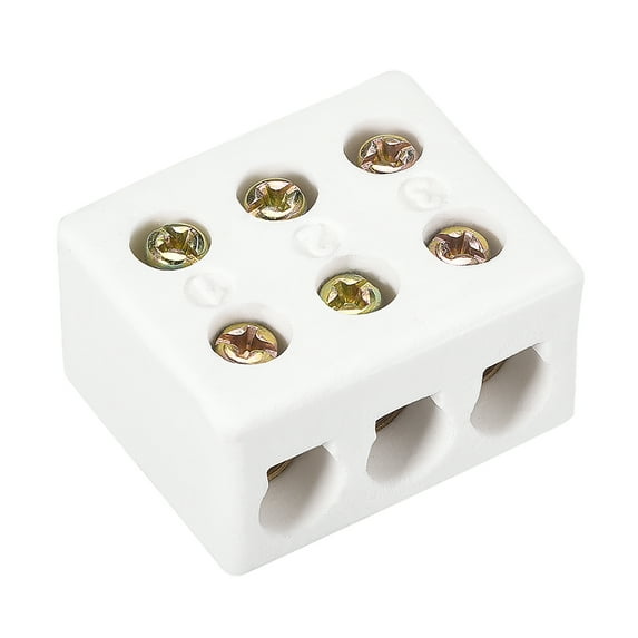 3 Way Ceramics Terminal Blocks High Temp Porcelain Connectors 36x30x20mm for Electrical Wire Cable