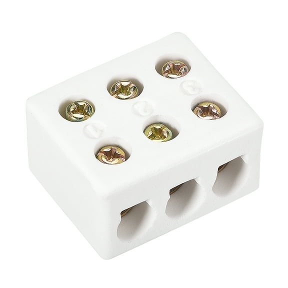 3 Way Ceramics Terminal Blocks High Temp Porcelain Connectors 36x30x20mm for Electrical Wire Cable