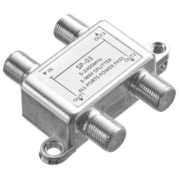 3 Way Coaxial Cable Splitter,5-2400MHz,Wroks with CATV,STB Box,Satellite,Antenna System,High Speed Internet, Network,1 x 3 way coaxial cable splitter,Silver