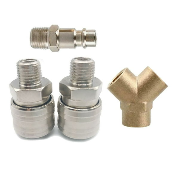 3 Way Compressed Air Distributor Connector Y Splitter 1/4 Interface Compressor A