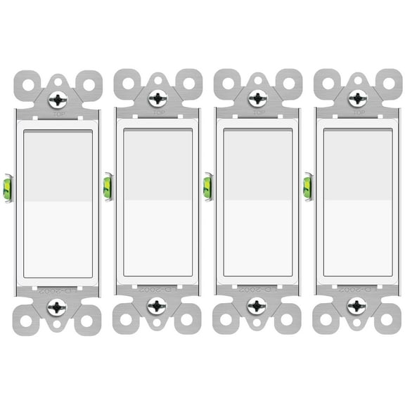 3 Way Decora Switch White, Greencycle 4 Pack Three Way Light Switch Rocker Switch 15A 120/277V, On/Off Rocker Paddle Interrupter, Residential/Commercial Grade,Home & Office,UL/CUL