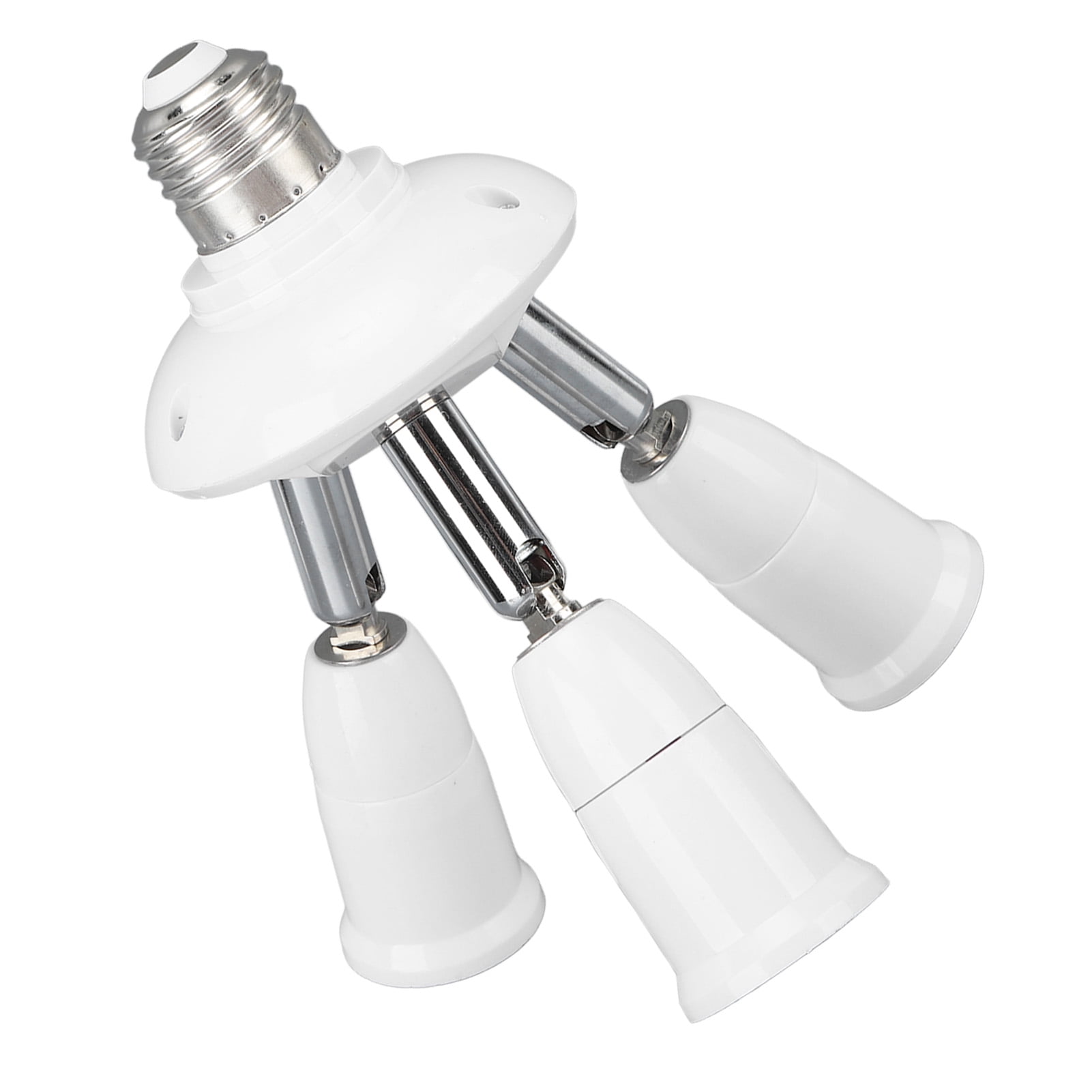 3-Way E26 E27 Lamp Socket Adapter Splitter with 360 Rotation and 180 Bendable Neck, ABS Fireproof Bulb Base Converter for 3x60W , 85-265V