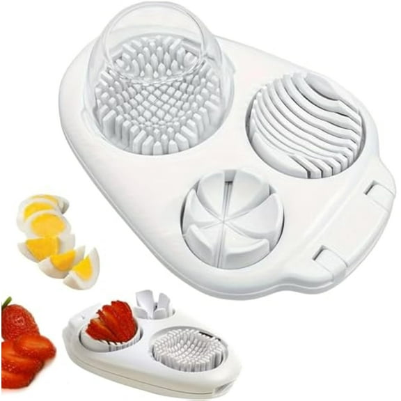 3 Way Egg Slicer for Hard Boiled Eggs, 3 in 1 Egg Slicer, Egg Cutter for Hard Boiled Eggs, Egg Slicer for Hard Boiled Eggs Heavy Duty, Reusable Stainless Steel Egg Cutter(1SET)