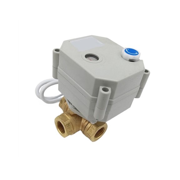 3 Way Electric Ball Valve Brass Motor Actuated With Manual Function L flow DN8 1/4" NPT