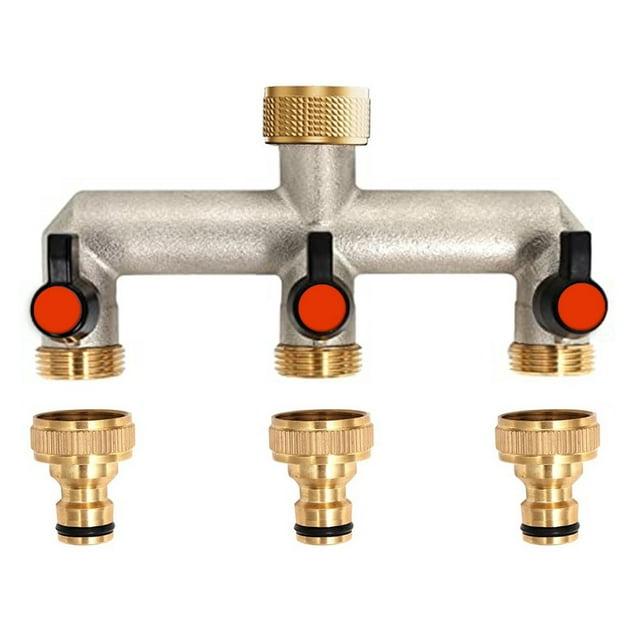 3Way Faucet Water Distributor 3 Devices Garden Hose Splitter with Ball