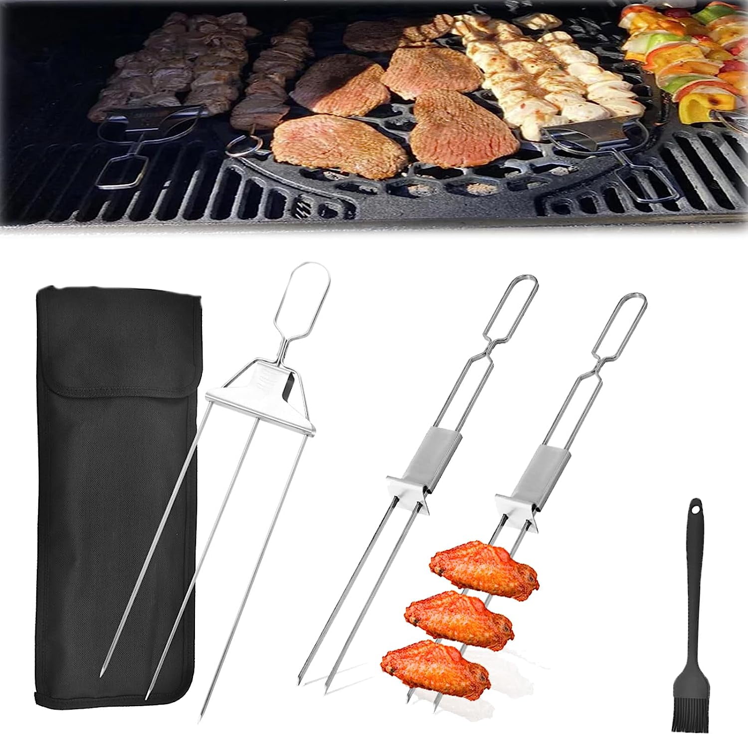 3 Way Grill Skewers - Grillsavant,3 Way Grill Skewers for Outdoor Grill ...