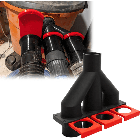 3 Way Hose Splitter with Blast Gates Compatible with Ridgid Shop Vac, 2-1/4 Inch Dust Collection Y Adapter, Bolt or Glue Mount