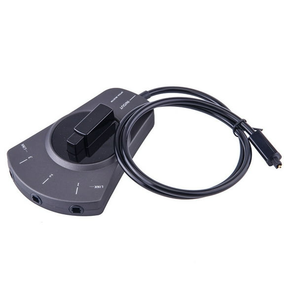 3 Way In/Out Digital Toslink Audio Splitter Manual Switch Fiber Optic Cable,Black