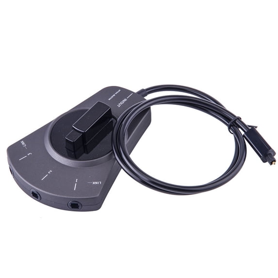 3 Way In/Out Digital Toslink Audio Splitter Manual Switch Fiber Optic Cable,Black