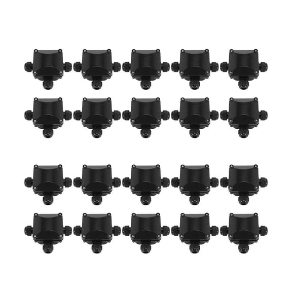 3-Way Junction Box, IP 68 Waterproof Connectors for Outdoor Lighting External Junction Box Pack of 20 Black