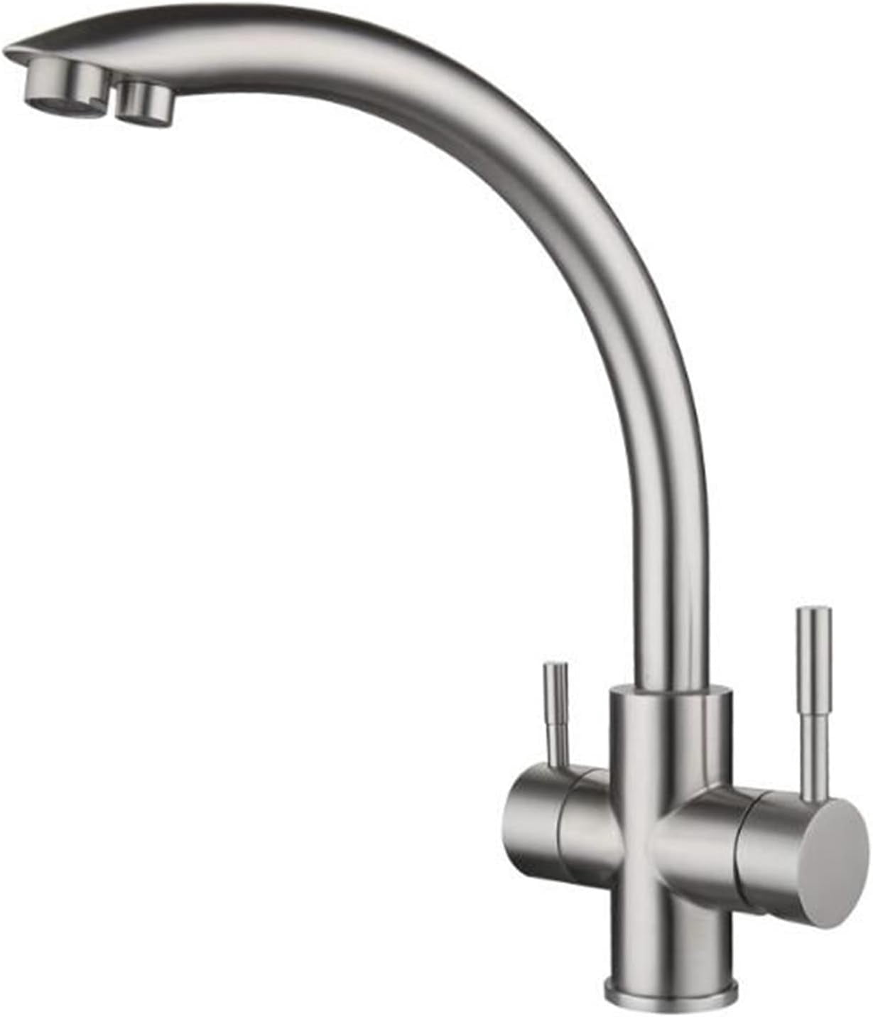 3-in-1 Kitchen Faucet With Pull Down Sprayer - Stainless Steel, 2 Handle, Black Finish