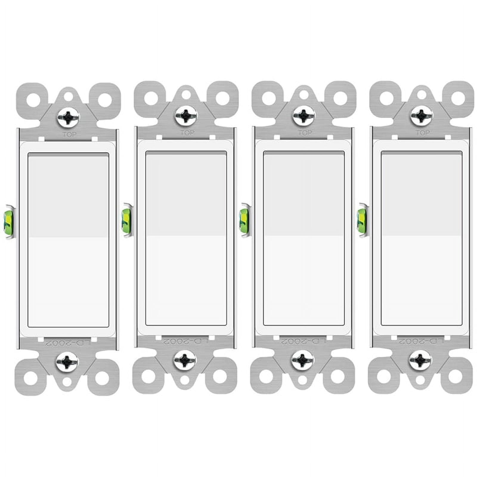 3 Way Light Switch White, 4 Pack Three Way Switch Rocker Switch 15A 120/277V, On/Off Rocker Paddle Interrupter