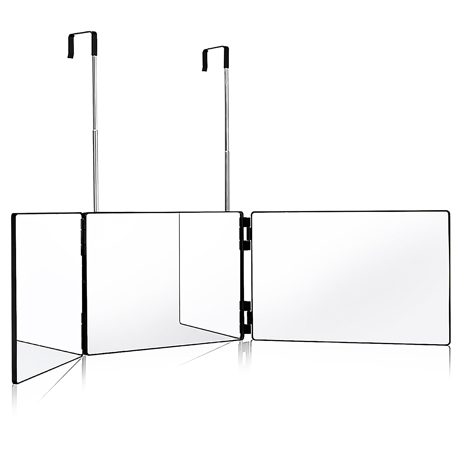 3 Way Trifold Haircut Mirror with Light & Telescoping Hooks for Self H —  Newitty