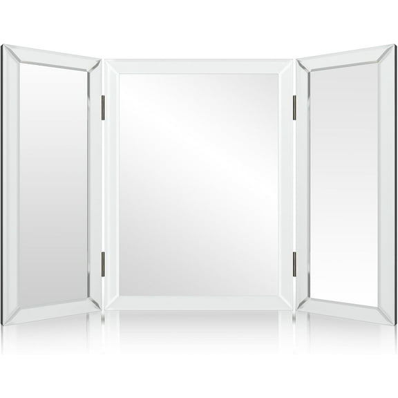 3 Way Mirror, Trifold Mirror, Trifold Vanity, Three Way Folding, Tri Fold, For Braiding Hair, 3way, 3 Sided, Three Panel, Triple, Tabletop, Bathroom, Makeup, Self Haircut, 360, 21 x 31 Inch