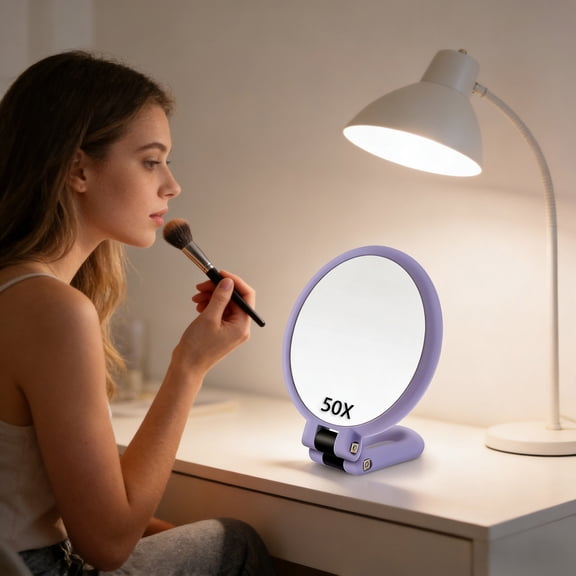 3-Way Modern Magnifying Glass,50X Makeup Mirror, 9.45 Inch Handheld/Tabletop/Wall Mount 360° Adjustable Magnifying Mirror