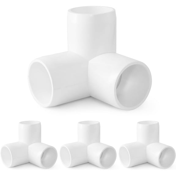 3 Way PVC Pipe Fittings 1 Inch, YANTONG White PVC Elbow Corner Side Outlet Tee Fitting, SCH40 Furniture Grade Pipe Connectors - Fits 1" Polyvinyl Chloride Pipes, 4 Pieces