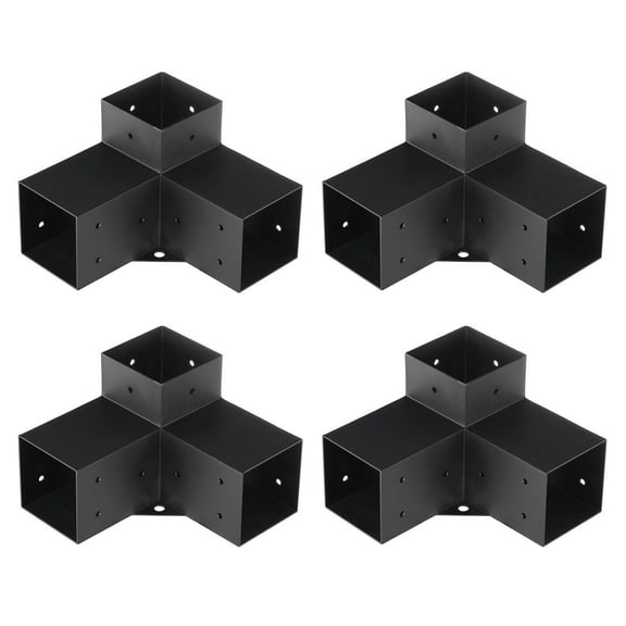 3-Way Pergola Bracket Kit,4PCS 4x4 Post Base,Easy Install Wood Connector for Patio Gazebo