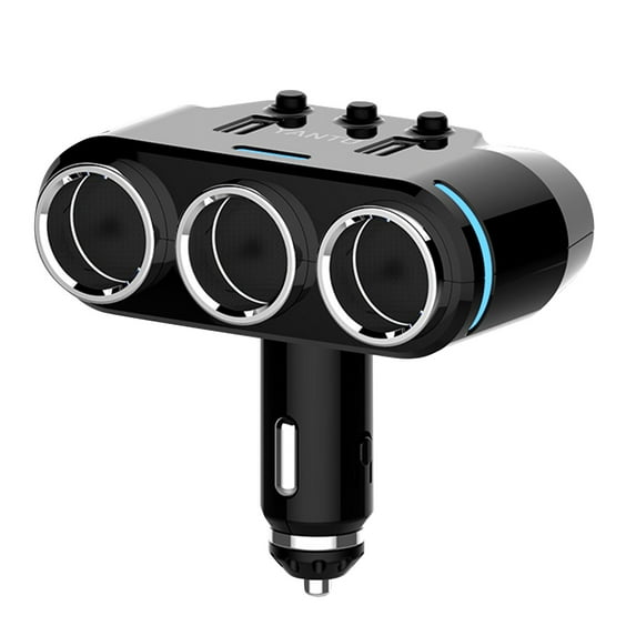 3-Way Power Adapter Cigarette Lighter Socket Splitter 12V Dual USB Car Charger