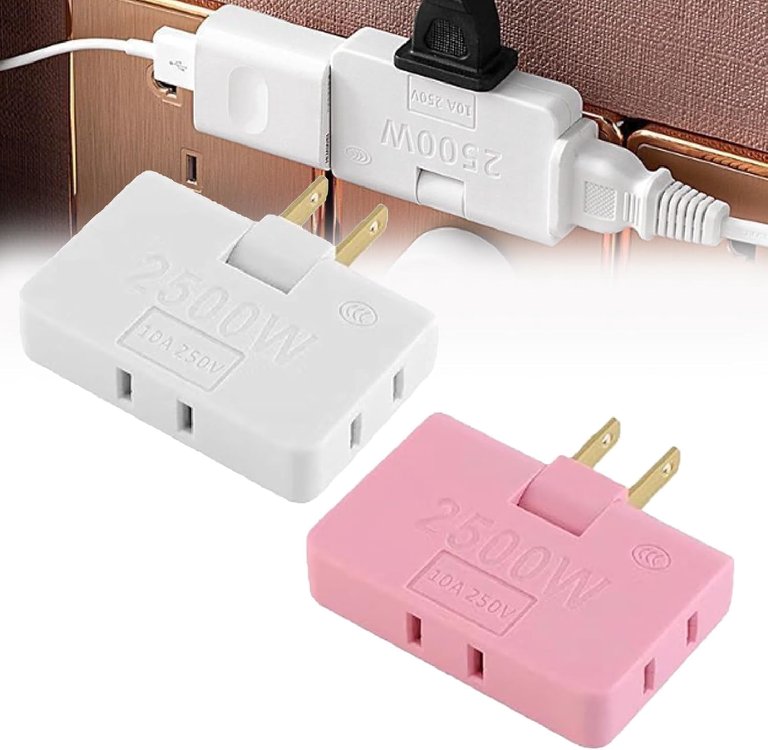 3 Way Rotatable Socket Converter with USB, Suzcan 180 Degrees Rotatable ...