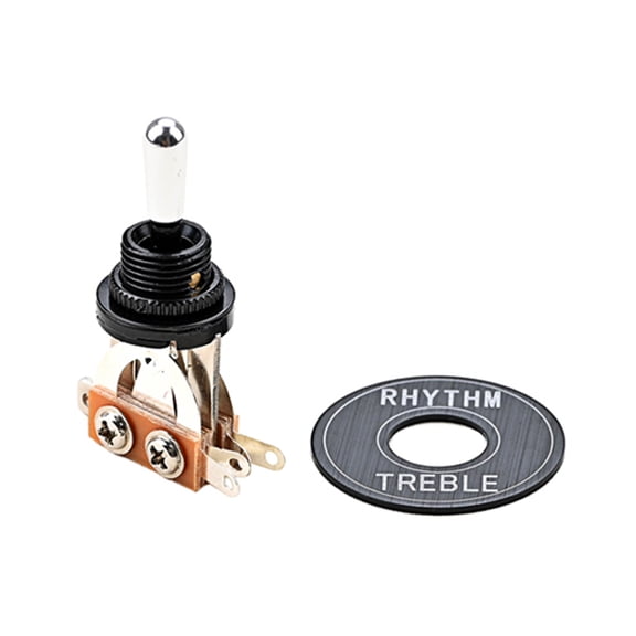 3 Way Short Straight Guitar Toggle Pickup Selector with Washer-Ring Black Knobs Electric Guitars Accessories