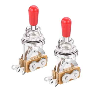 MECCANIXITY 3 Way Short Straight Guitar Toggle Switch Pickup Selector Gold With Purplish Red Tip Knob Caps For Electric Guitars Parts Replacement