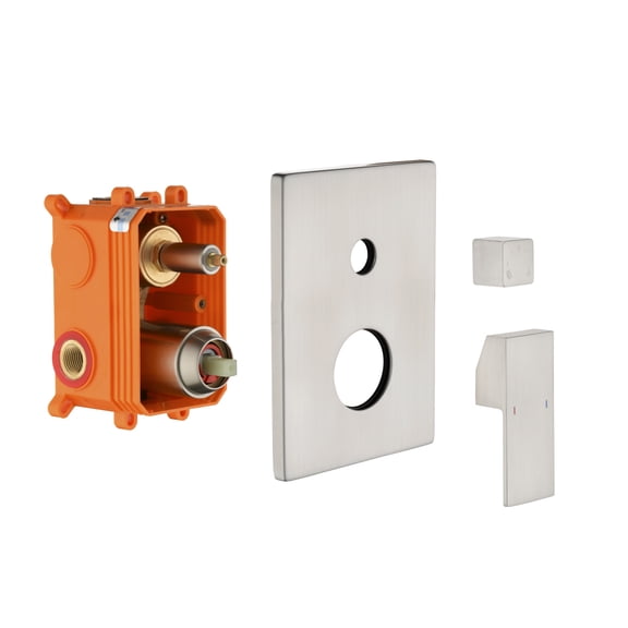 3 Way Shower Diverter Valve Mixer, Brushed Nickel Solid Brass Rough-In Pressure Balance Valve Kit