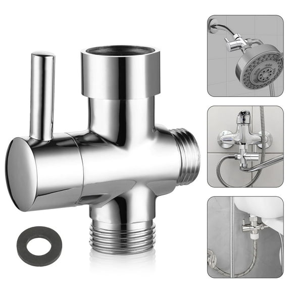 3 Way Shower Head Water Splitter Diverter Valve, G1/2" T-adapter Connector, Brass Universal Bathroom Shower System Replacement Part, Water Flow Control, Chrome