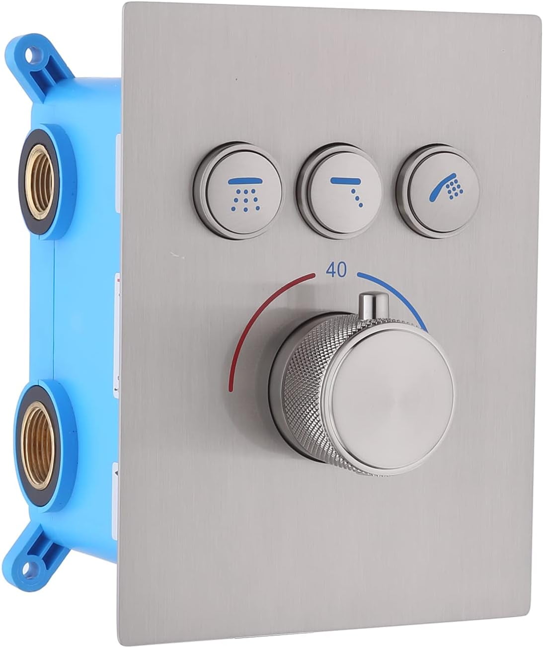 3 Way Shower Mixer Valve Kit, Modern PushButton Thermostatic Shower