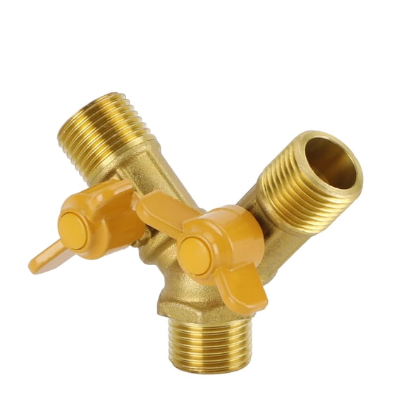 3 Way Shut off Ball Valve 1/2" Hose Barb Y Shaped Valve Brass Fitting I012-A072