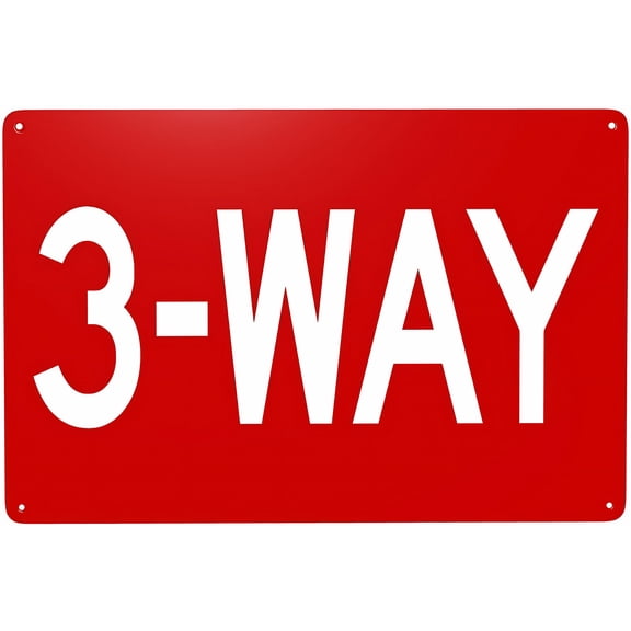 3 Way Sign 12 x 8 Inches - Caution Security Tin Sign, Safety Warning, Indoor Outdoor Street, Business, Wall Decor, Intersection