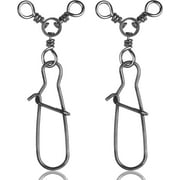 3 Way Snap Swivels Fishing Tackle, 25pcs High Strength T-Turn Fishing Swivels with Snaps Saltwater Fishing Lure Connectors for Trolling Catfish Rig