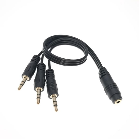 3 Way Stereo Splitter Cable 3.5mm Gold Connectors Female Input to 3 Male Outputs